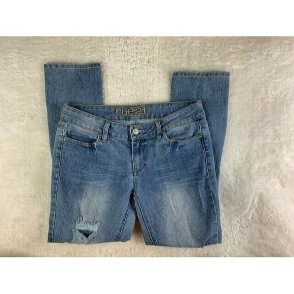 Rue 21 Size 7/8 Womens Jeans Medium Wash Stretch Skinny Ankle Low Rise D… - Picture 2 of 5